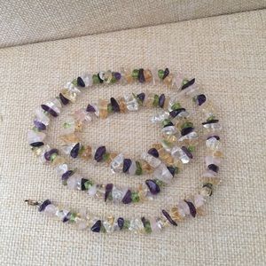 Vintage Clear, Green and Black Beaded Necklace
